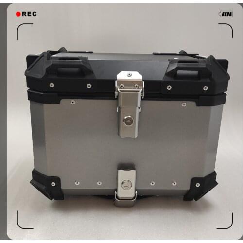 High Quality Storage Alloy Box 55L 65L Aluminum Motorcycle Luggage Case Storage Top Tool Box Helmet Rear Lock Trunk Universal