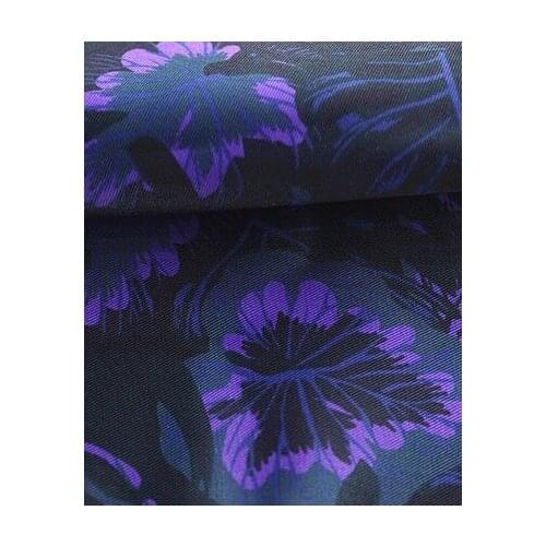YY DIY Romantic Purple Flower Printed Polyester Lining Fabric 50x140cm