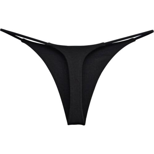 Women Cheeky Bikini Bottoms Sexy Swim Thongs G Strings Low Rise Female Cotton Panties Underpant Seamless Beachwear Sunbath Tanga