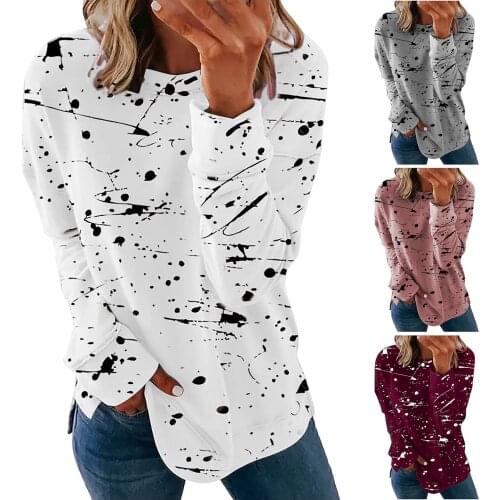Harajuku Womens Sweatshirts Tie-dye Printing Plus Size Women Clothing O-neck Long Sleeve Blouses And Shirts Moletom Feminino