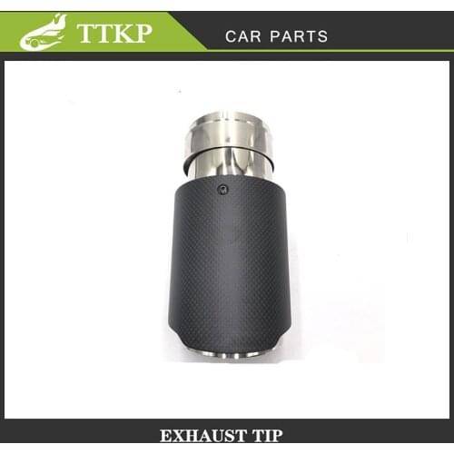 1PCS Universal Car Exhaust Tail Pipe Matt Carbon Fiber Stainless Steel Straight Flange Muffler Tip Modification accessories