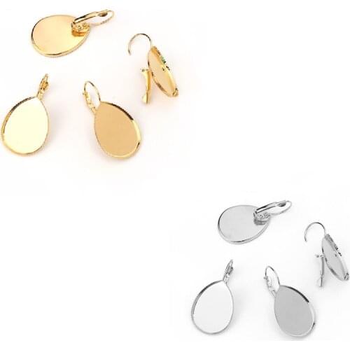 10pcs/lots Copper French Drop Lever Back Clips Earrings Cabochon Settings Fit 25mmx18mm Drop Cabochons Earrings For DIY Jewelry