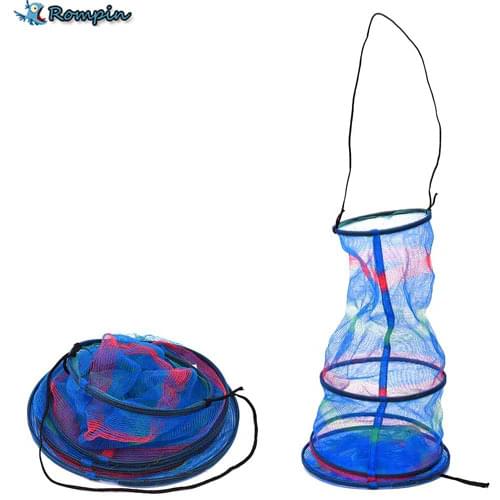 25 * 65cm Mini Fishing Basket Three Tiered Collapsible Colorful lightweight Portable Crab Lobster Shrimp Fish Storage Creel net