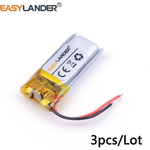 3pcs /Lot 3.7v lithium Li ion polymer rechargeable battery 301119 40mAh bluetooth headset mp3 /mp5 Bracelet Wrist Watch 031220