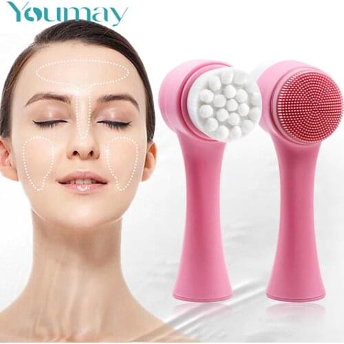 Youmay 5 in 1 Face Cleansing Brush Silicone Facial Brush Deep Cleaning Face Cleaner Massage Skin Care Waterproof Facial Brush