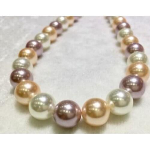 AAA Natural White Pink Purple 12mm South Sea Shell Pearl Necklace 18 " 36"