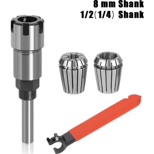 Krachtige 1/4(1/2) 8MM Shank Router Bit Extension Rod Collet Engraving Machine Extension Milling Cutter for Wood