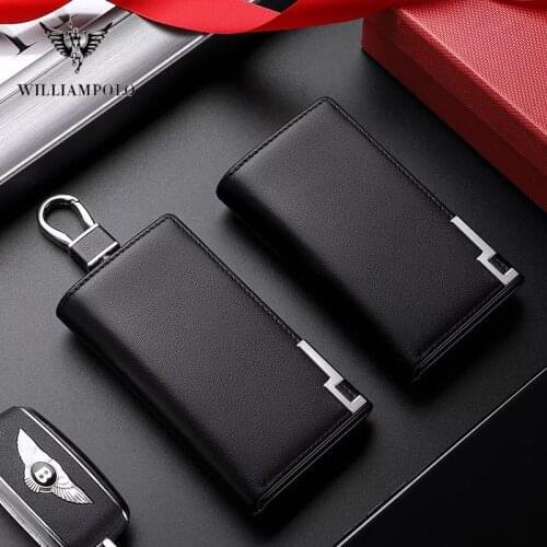 Key Men Keychain Wallet Small Car Organizer Genuine Leather Keychain Bag Cover With Zipper Coin Pocket Mini Handbag