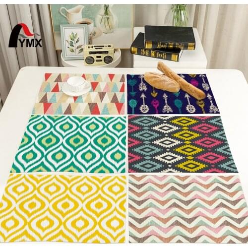 FYMX Geometric Pattern Napkin Rhombus Wave Pattern Arrow Linen Napkin Kitchen Decoration