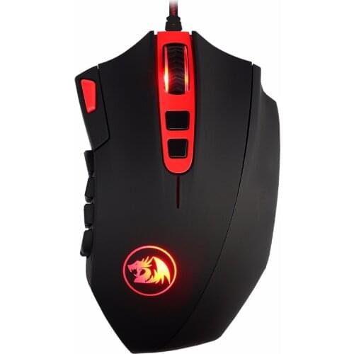 Redragon M901 Gaming Mouse High Precision 12400DPI 18 Buttons Programmable Big Laser Gamer Mice with Weights LED Backlit for PC