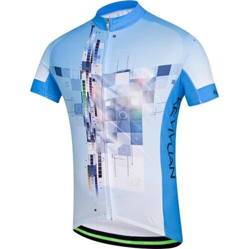KEYIYUAN Men Short Sleeve Cycling Jersey Tops Summer Bike Clothing MTB Breathable Bicycle Sport Wear Ropa Ciclista Hombre Verano