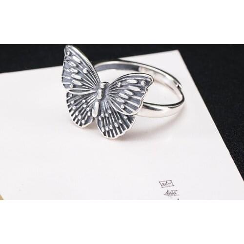VLA 925 Silver Exaggerated Punk Butterfly Ring For Womens Personalized Insect New Hand Jewelry Factory Direct Supply