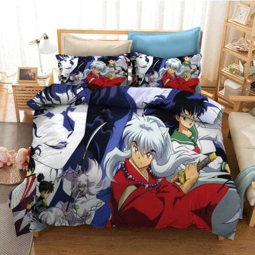 Anime Funny Figure Inuyasha 3D Printed Bedding Set Duvet Covers Queen King Size Pillowcases Comforter Bedclothes Bed Linen