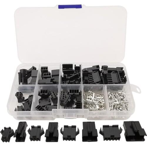 200Pcs/Box JST 2.54mm SM Wire Connector Kit 2.54mm Pitch 2/3/4/5Pin Male/Female Electrical Jumper Header Housing Crimp Terminals