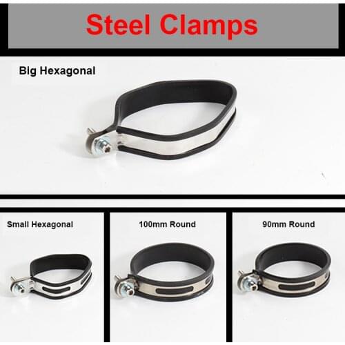 Stainless Steel & Carbon Finer Motorcycle Exhaust clamp muffler Supporting Bracket Mount Clamp Strap Hexagonal and Round