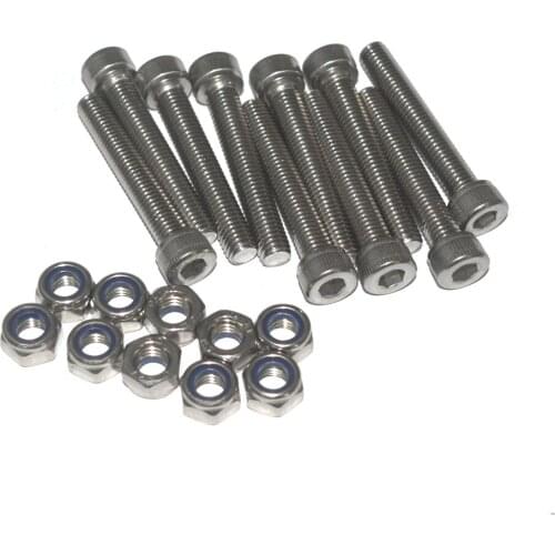 M8x50mm 304 Stainless Steel Hex Bolt Socket Head Cap Screws with Nylon Insert Hex Lock Nuts 10pcs