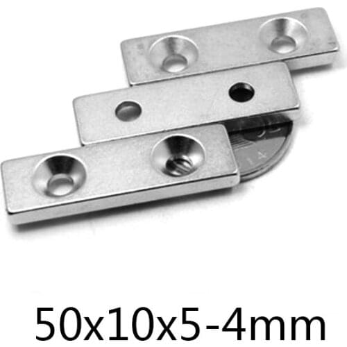 2~100PCS 50x10x5-5 mm NdFeB N35 Big Strong Sheet Rare Earth Magnet 2 holes 5mm Block Magnets Powerful Magnetic 50*10*5-5 mm