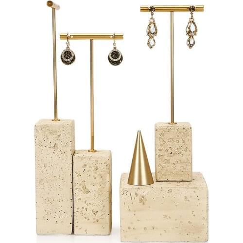Factory direct sales yellow plaster creative metal earring jewelry display stand earrings jewelry storage display stand in stock