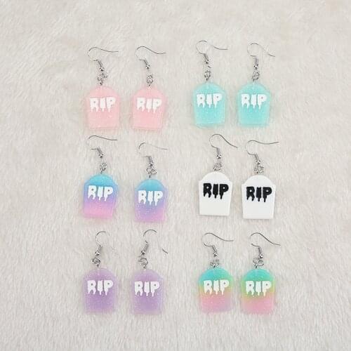 1pair Cute Multicolor Resin RIP Plate Earring for children Birthday Gift Woman Jewelry