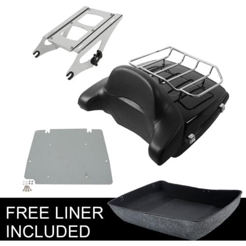 Motorcycle Chopped Pack Trunk W/ Latch Mounting Rack Backrest For Harley Tour Pak Touring Road Electra Street Glide Model 14-20