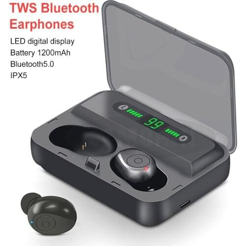 TWS Bluetooth Earphone Wireless Bluetooth5.0 Earbuds 8D Stereo Wireless Headphone with LED Digital Display Power bank Headset