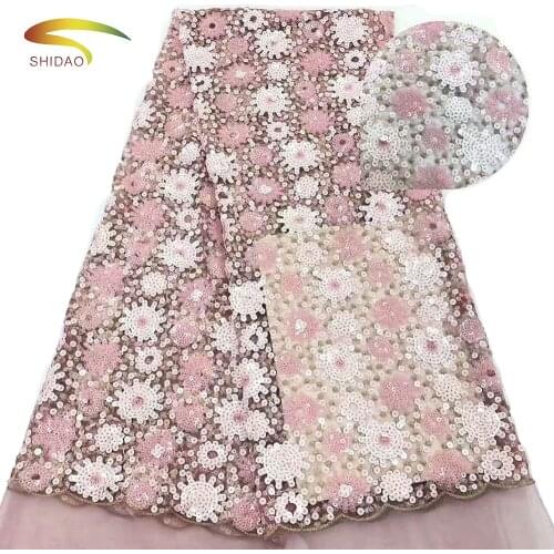 Nigerian Dress 2019 high quality Sequins Embroidery handmade 3D Floral Lace Fabrics