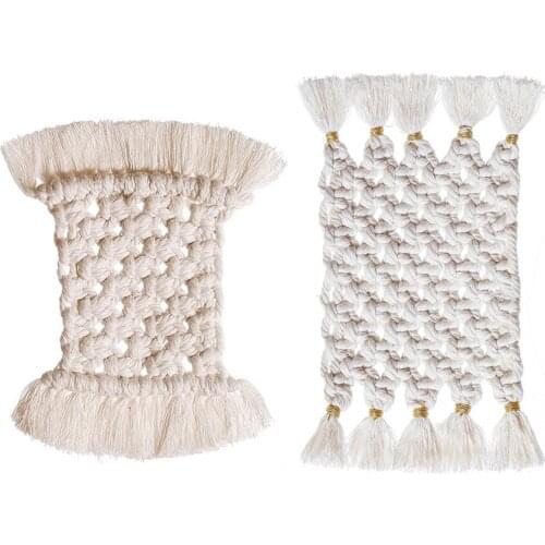 Nordic Style Rectangular Placemat Hand-woven Cotton Linen Coaster Insulation Pad Bowl Pad Tassels INS Simple Home Boho Decor