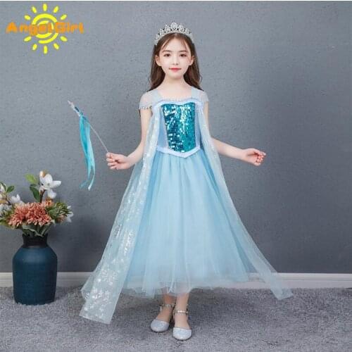 AngelGirl New Princess Dress Elegant Princess Xmas Halloween and Christmas Girls Costume Cosplay Halloween Birthday Party Dress