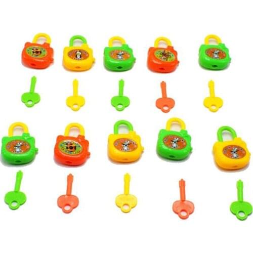 3 Pcs/set Mini Plastic Colorful Cartoon Key Lock Childrens Educational Novelty Gag Toys Funny Games