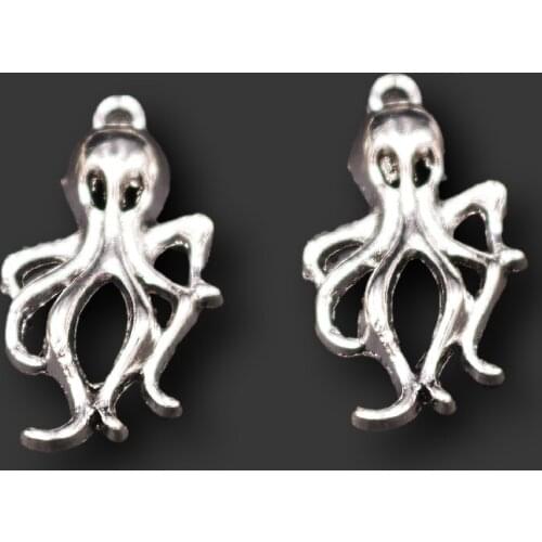 15pcs Silver Plated Ocean Octopus Pendant Popular Bracelet Earrings Metal Accessories DIY Charms For Jewelry Crafts Making M841