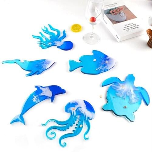 Transparent Silicone Mould Dried Flower Resin Decorative Craft DIY Marine life coaster Mold epoxy resin molds for jewelry