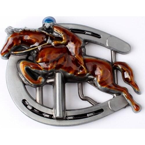 DIY belt buckle Equestrian Belt accessories metal belt buckle horse racing belt head Equestrian horseshoe knight horserace