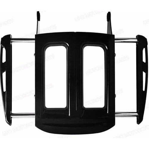 Adjustable Two-Up Gloss Black Luggage Rack For Harley Touring FLH/T FLHX FLHR 09-17