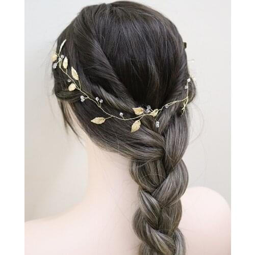 Rose Gold Bridal Headband Prom Party Hair Jewelry Crystal Leaf Hair Vine for Women Hair Accessory Wedding Bride Hair Accessories