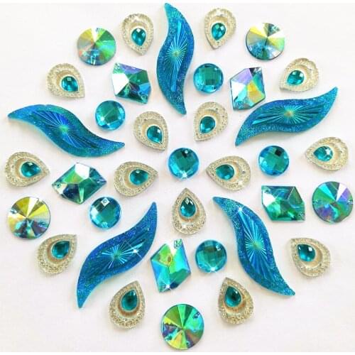 MIX Light Blue AB Decorative Special Events Diy Clothes Sew-on Crystals Stones Rhinestones For Wedding Cloth Clothes Dance dress