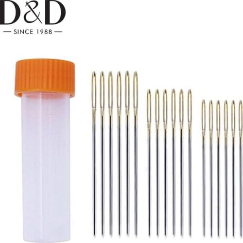 Mix 18pcs Embroidery Needle Large Eye Gold Cross Stitch Needles for Stitching Sewing Embroidery DIY Craft Sewing Supplies