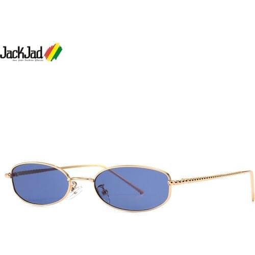 JackJad 2021 Fashion Slim Oval Metal Style Tint Ocean Lens Sunglasses For Women Men Vintage Retro Brand Design Sun Glasses 2300
