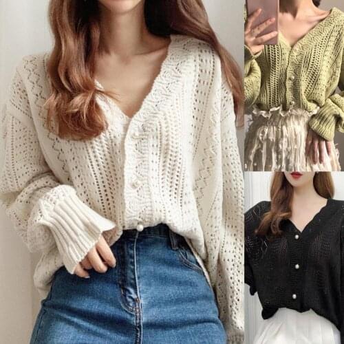 V Neck Student Hollow Out V Neck Coat Top for Party Cardigan Sweater V Neck Student Hollow Out V Neck Coat Top for Party