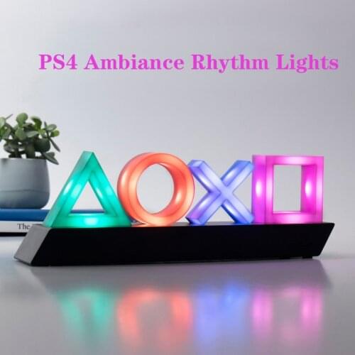 Ps4 Mood Flash Lamp Ps4 Icon Modeling Voice Control Decorative Lamp House Colorful Lights Game Lampstand Led Light Game Nice