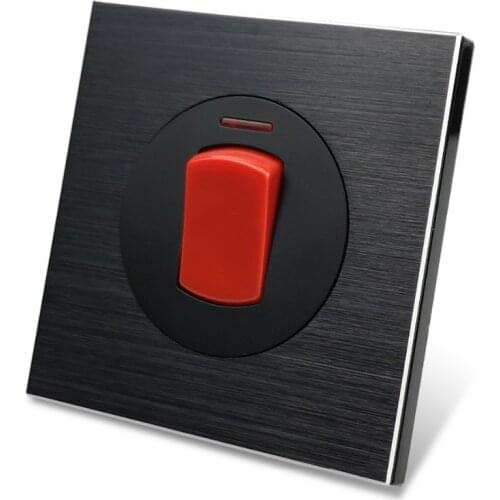 Wallpad L6 45A DP AC Air Conditioner Cooker Unit Wall Switch Satin Black Metal Aluminum Plate UK Standard