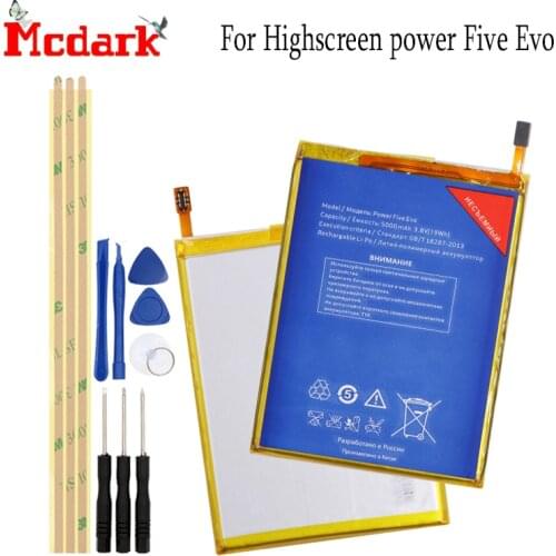 For Highscreen Power Five Evo Battery Replacement High Quality Large Capacity 5000mAh Back Up batteria with tools