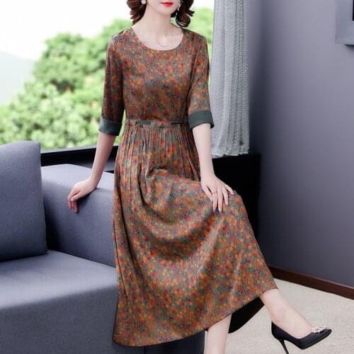 2021 Vintage Print Black Silk Satin High Quality Dress Summer Casual 4XL Plus Size Midi Dresses Elegant Women Bodycon Vestidos