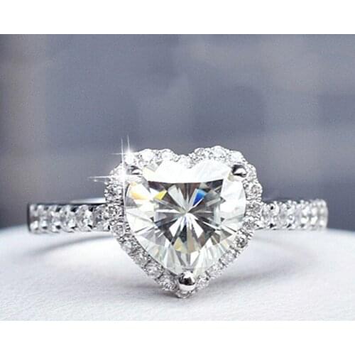 Big Diamond Heart-shaped Women Ring 925 Sterling Silver Luxury Engagement Elegant Exquisite Wedding Original Design Cute Jewelry