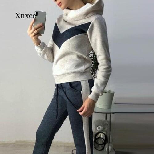 2021 Winter Fashion Sportswear Warm Solid Color Thick Clothes Long-Sleeved Hoodie Pants Two-Piece Suit
