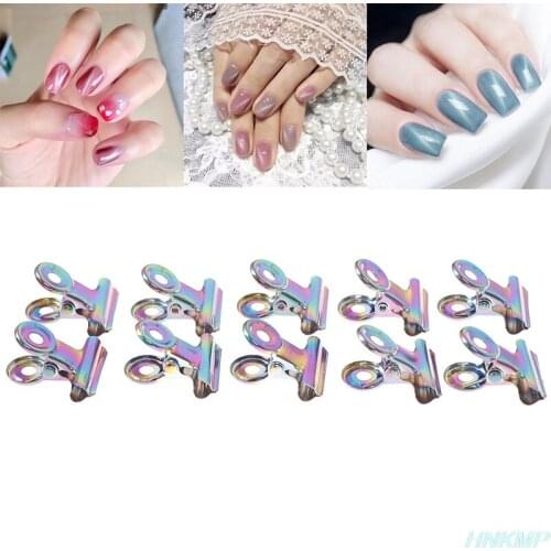 10pcs Stainless Steel Rusian C Curve Nail Pinching Clips Curvature Clip Professional French Nail Tool Nail Extension Curl Clips