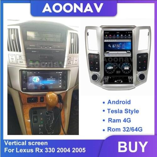 AOONAV Touch Screen Tesla style Android Car Multimedia Player GPS Navigation For L exus Rx 330 2004 2005 Support 4G Network