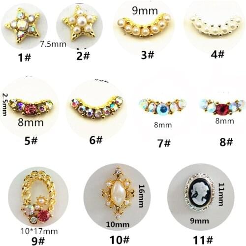 20pcs/pack Korea 3D Nail Art Decorations Alloy Fancy Styles Nail Parts Glitter Rhinestone Metal Charm Nail Accessories Supplies