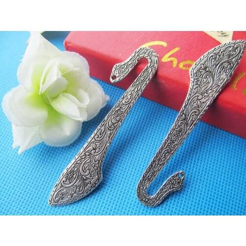 20pcs 15mmx80mm Antique Silver tone/Antique Bronze Filigree Hair Kanzashi/Bookmark Pendant Charm/Finding,DIY Accessory Jewelry