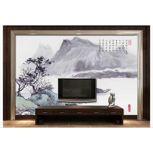 3D wallpaper custom mural 2015 Fashion Chinese ink painting TV setting wall beauty non-woven wall paper home decoration
