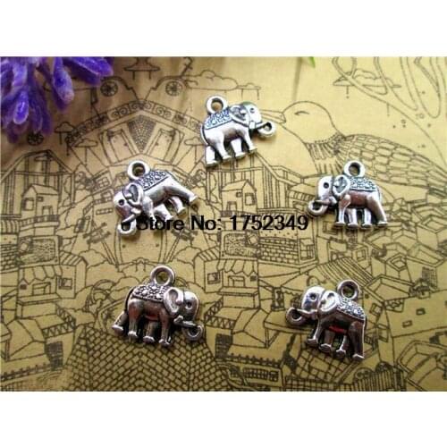 40pcs-Elephant charms,Antique silver Lovely Mini Elephant Charm Pendant 13x12mm